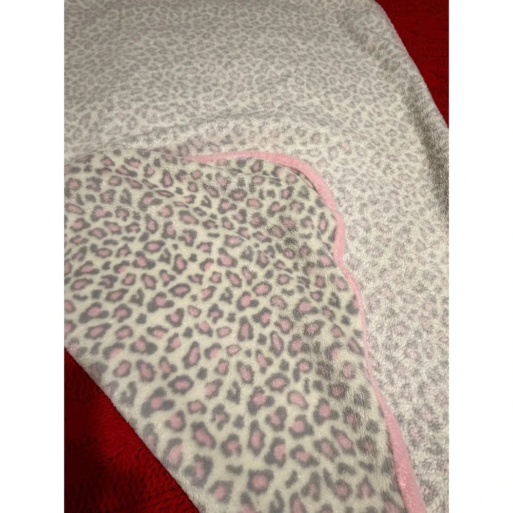 Garanimals Baby Blanket Pink Grey Leopard Animal Print Plush Fleece GM4410G